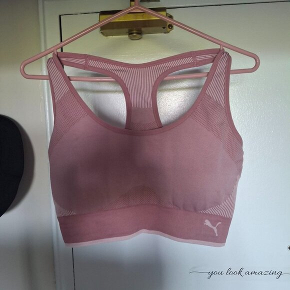 PUMA Women's Pink Racerback Sports Bra - Scoop Neck - Size XL - Picture 1 of 3